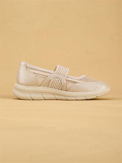LYDIE Hafif ve Kaymaz Tabanlı Günlük Krem Spor Ayakkabı