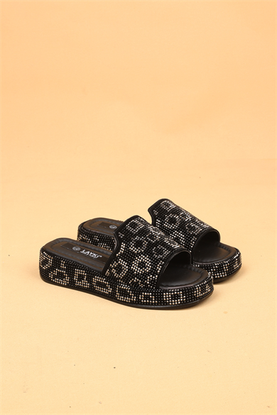 Leovera Taşlı Detaylı Kadın Platform Terlik