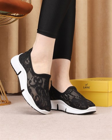 Sela Siyah Renkli Desenli Yazlık Yürüyüş Ayakkabı Sneakers
