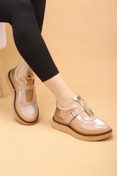 Serica Bej Renkli Deri Bantlı Paraşüt kumaş Yürüyüş Ayakkabı