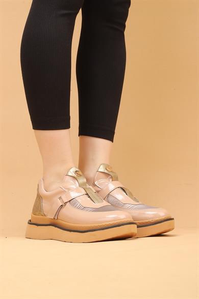 Serica Bej Renkli Deri Bantlı Paraşüt kumaş Yürüyüş Ayakkabı