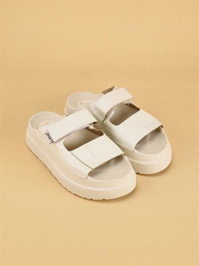 ZEYU Çift Bantlı Anatomik Taban Bej Kadın Terlik