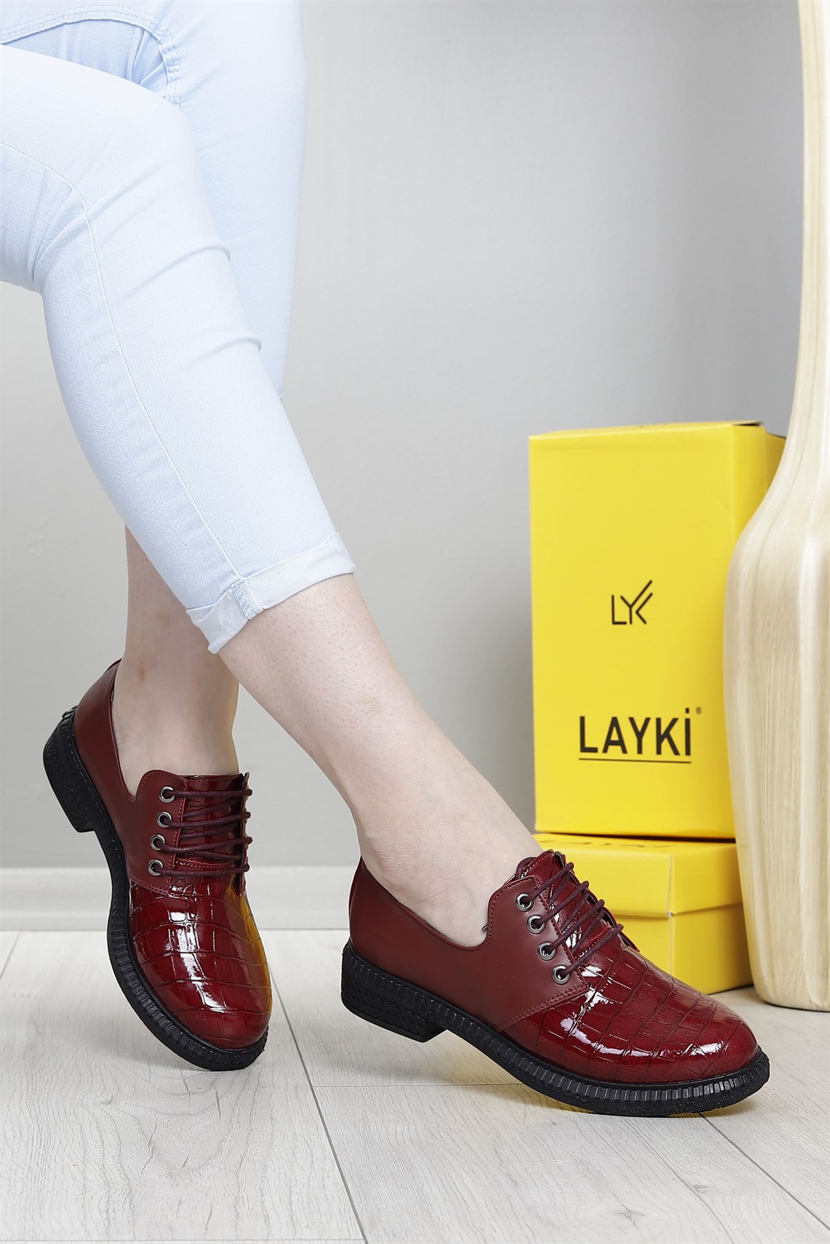 Layki 009028 kırışık rogan deri klasik ayakkabı