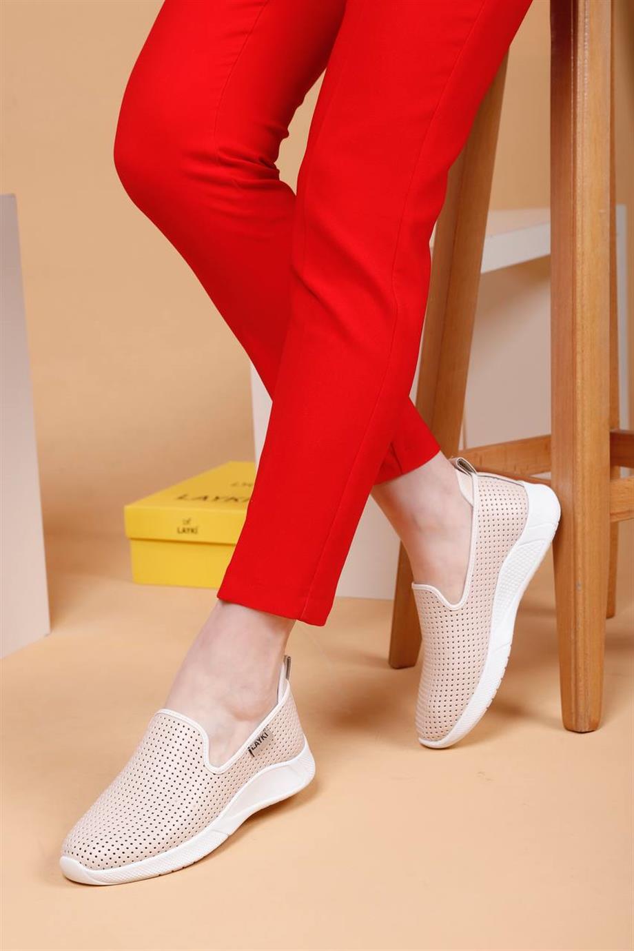 Layki Ciragio Bej Renkli Kadın Klasik Yazlık Günlük Ayakkabı