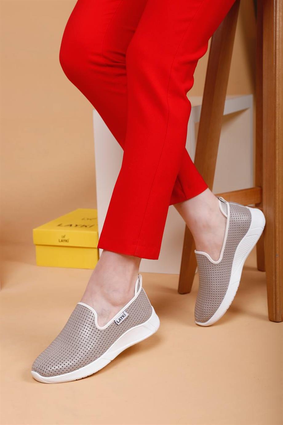Layki Ciragio Gri Renkli Kadın Klasik Yazlık Günlük Ayakkabı