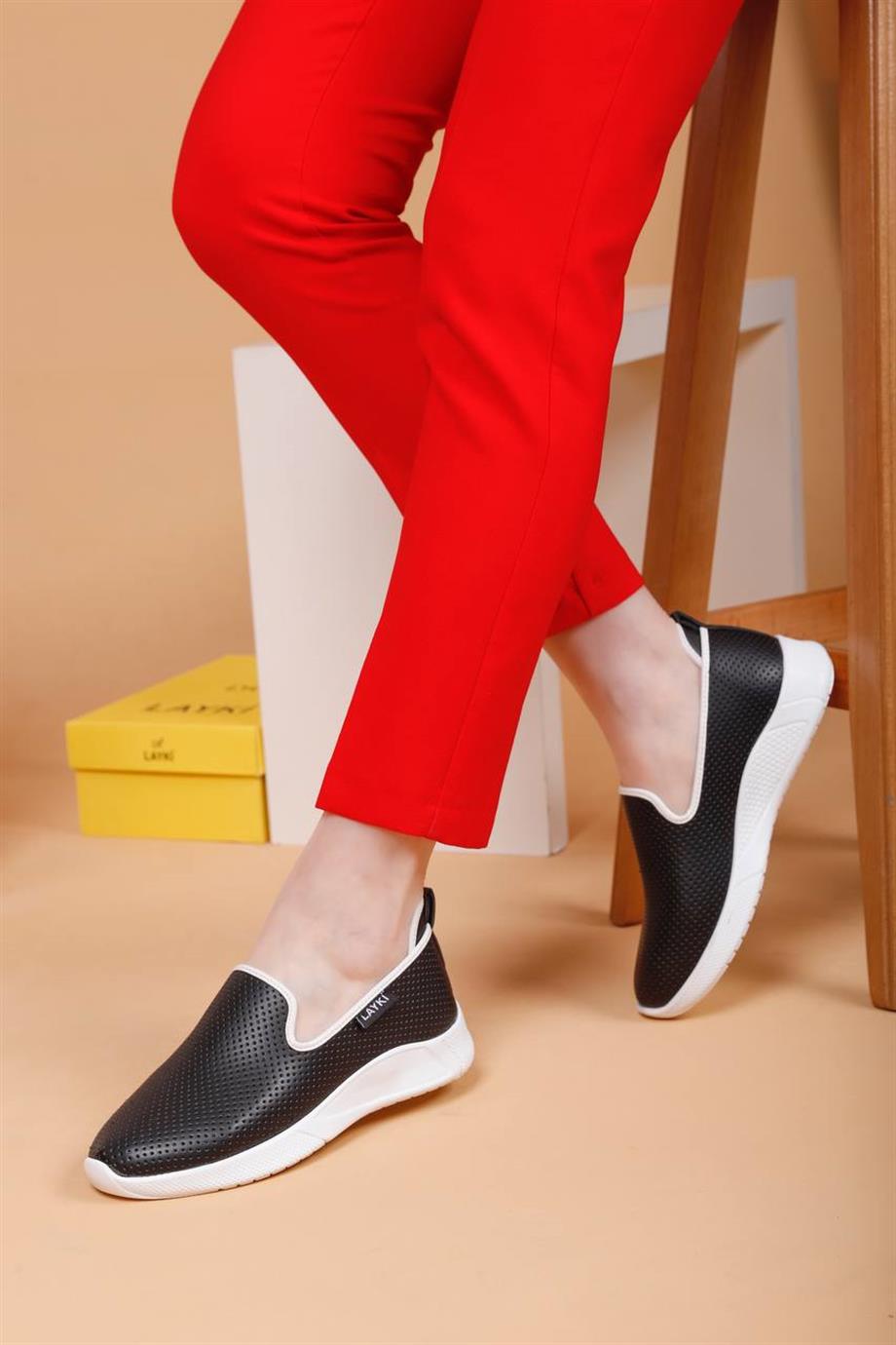 Layki Ciragio Siyah Renkli Kadın Klasik Yazlık Günlük Ayakkabı