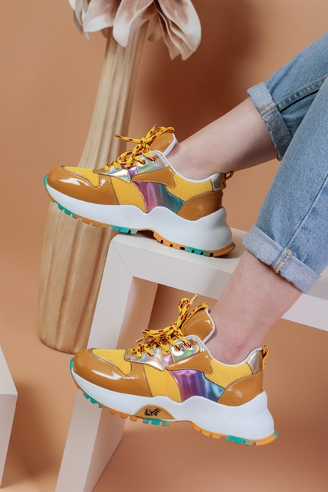 103010370000001laykiYürüyüş AyakkabısıHardal Renkli Kalın Taban Renkli Bağcıklı Lux Kadın Spor Ayakkabı Gillian Hardal Renkli Kadın Spor Ayakkabı 