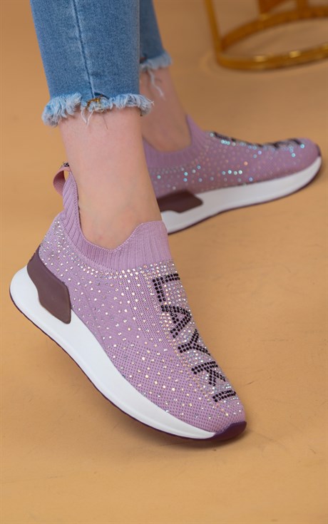 332010020000001laykiYürüyüş Ayakkabısılayki.com | Layki 332002 triko deri desen Bayan Spor Ayakkabı Adella Mor Renkli Kadın Topuklu Ayakkabı