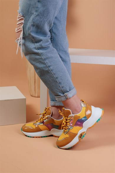 103010370000001laykiYürüyüş AyakkabısıHardal Renkli Kalın Taban Renkli Bağcıklı Lux Kadın Spor Ayakkabı Gillian Hardal Renkli Kadın Spor Ayakkabı 