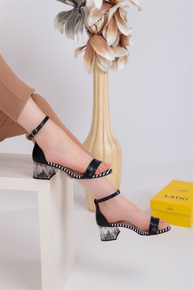 022010250000001laykiKısa Topuklulayki.com | Layki 022025 mat deri Bayan Sandalet Ayakkabı Charlene Siyah Beyaz Renkli Kadın Şeffaf Topuklu Ayakkabı 