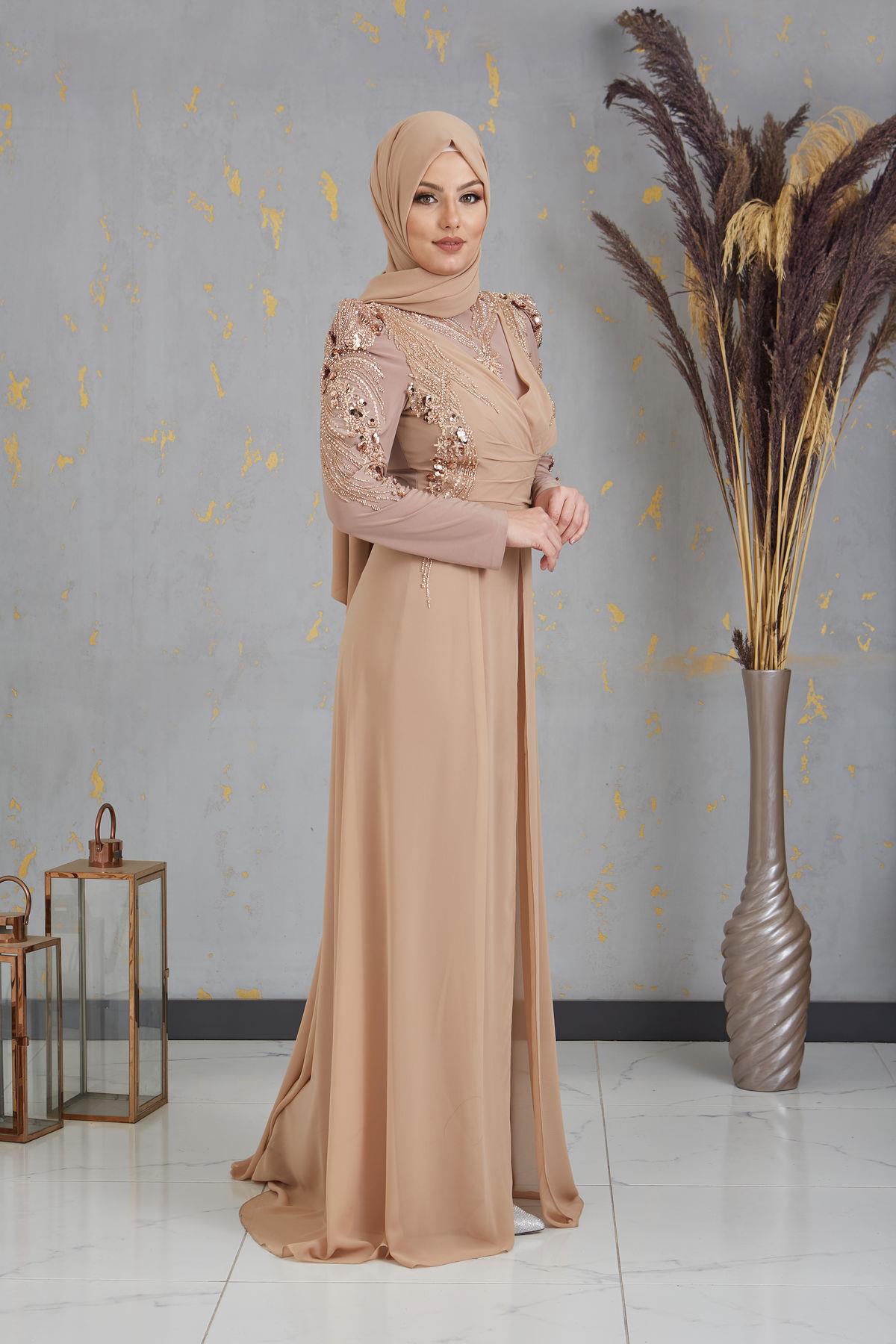 Boncuk İşlemeli Güneş Tulum - Gold