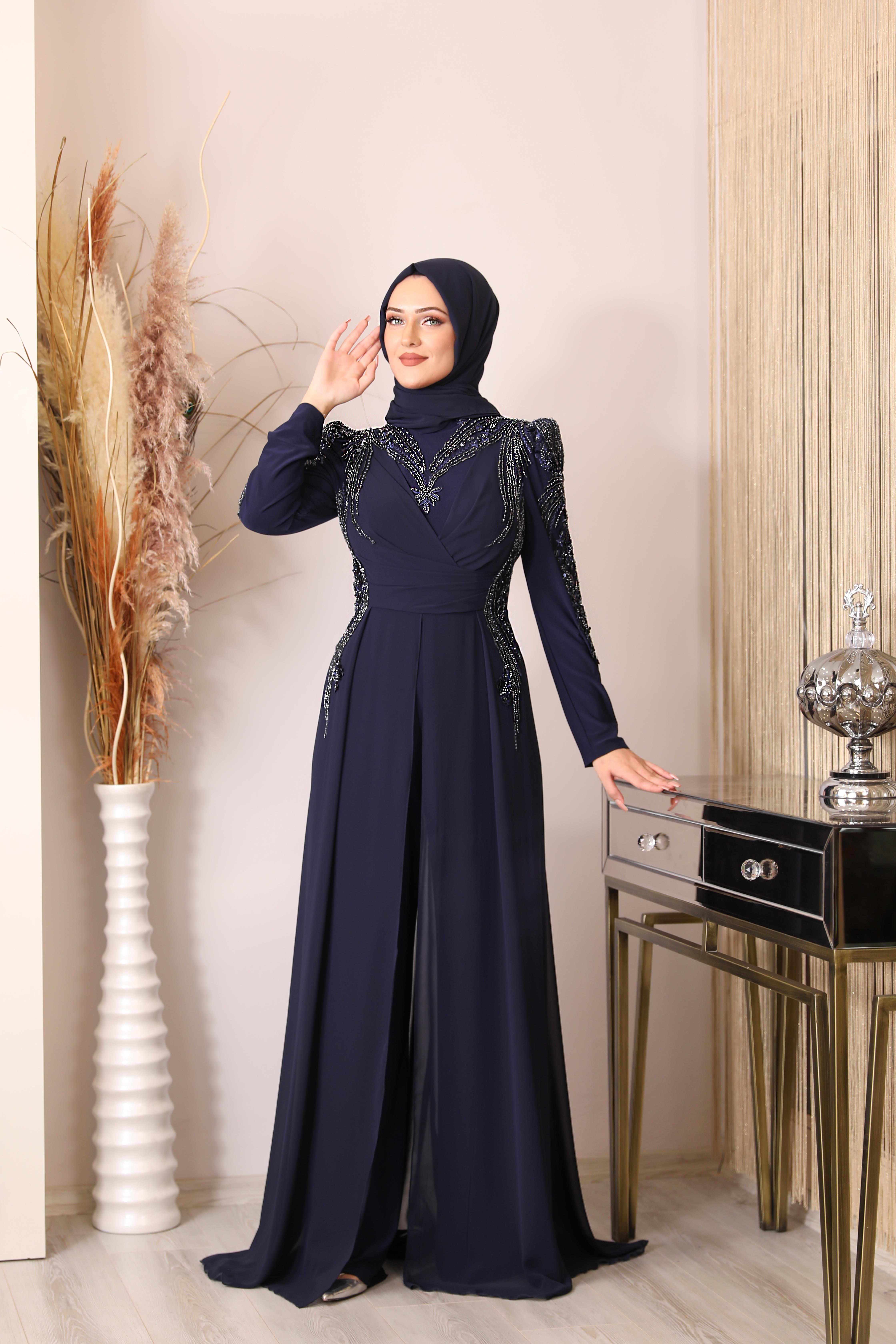 مطرز مطرز الشمس بذلة-الأزرق الداكن