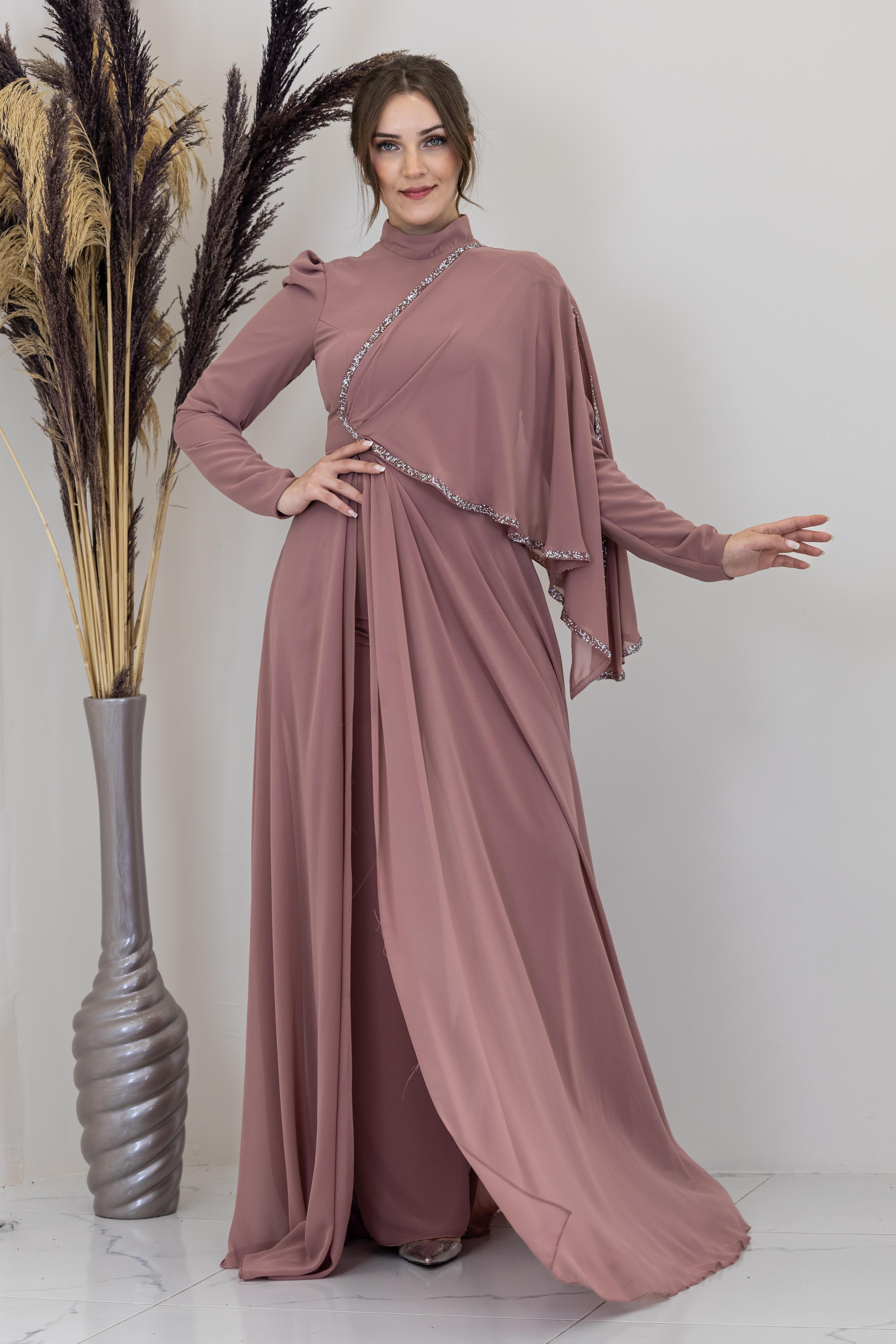 Omuzu Pelerinli Ahenk Tulum - Soğan Kabuğu