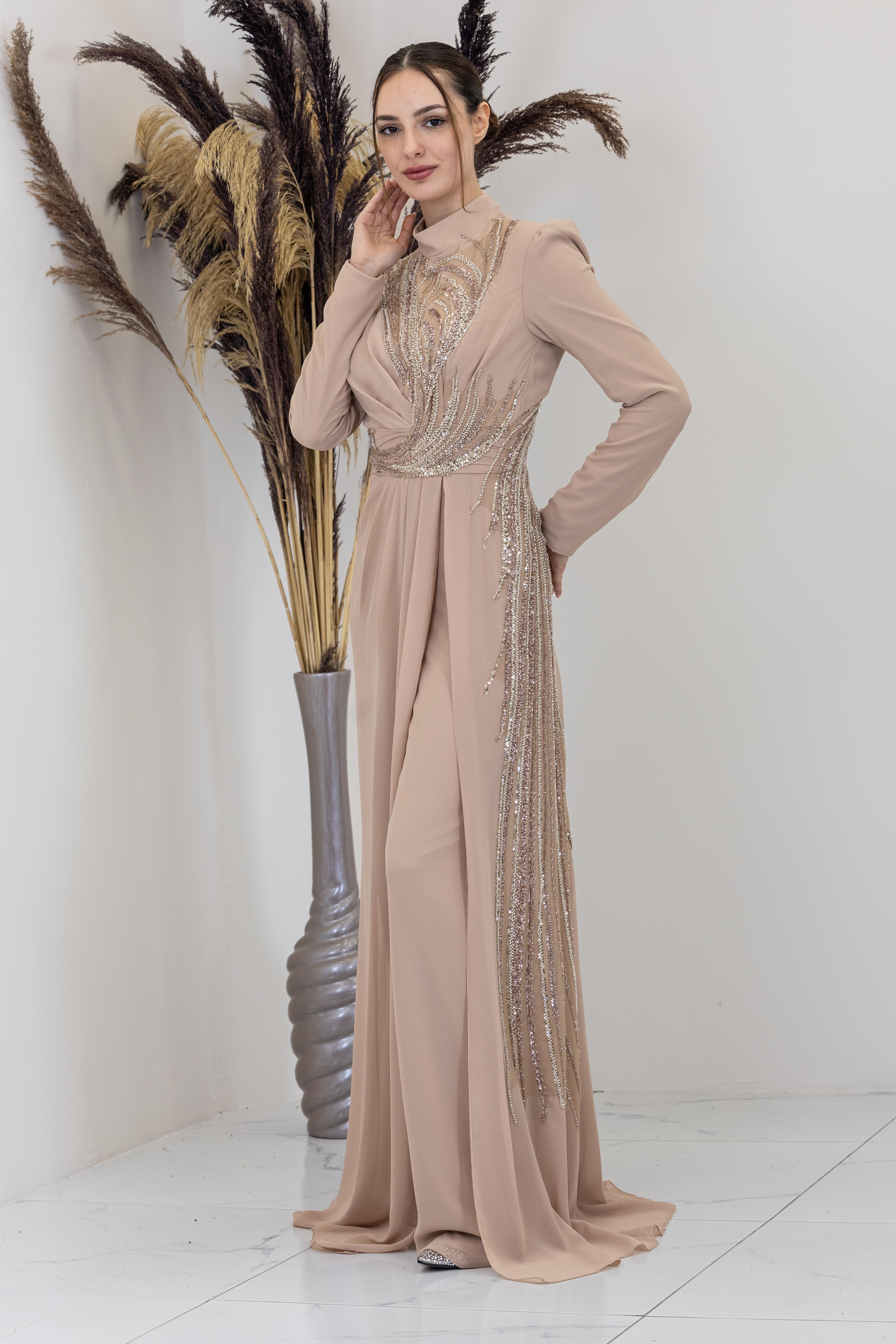 Önü Aplik İşlemeli Ebru Tulum - Gold