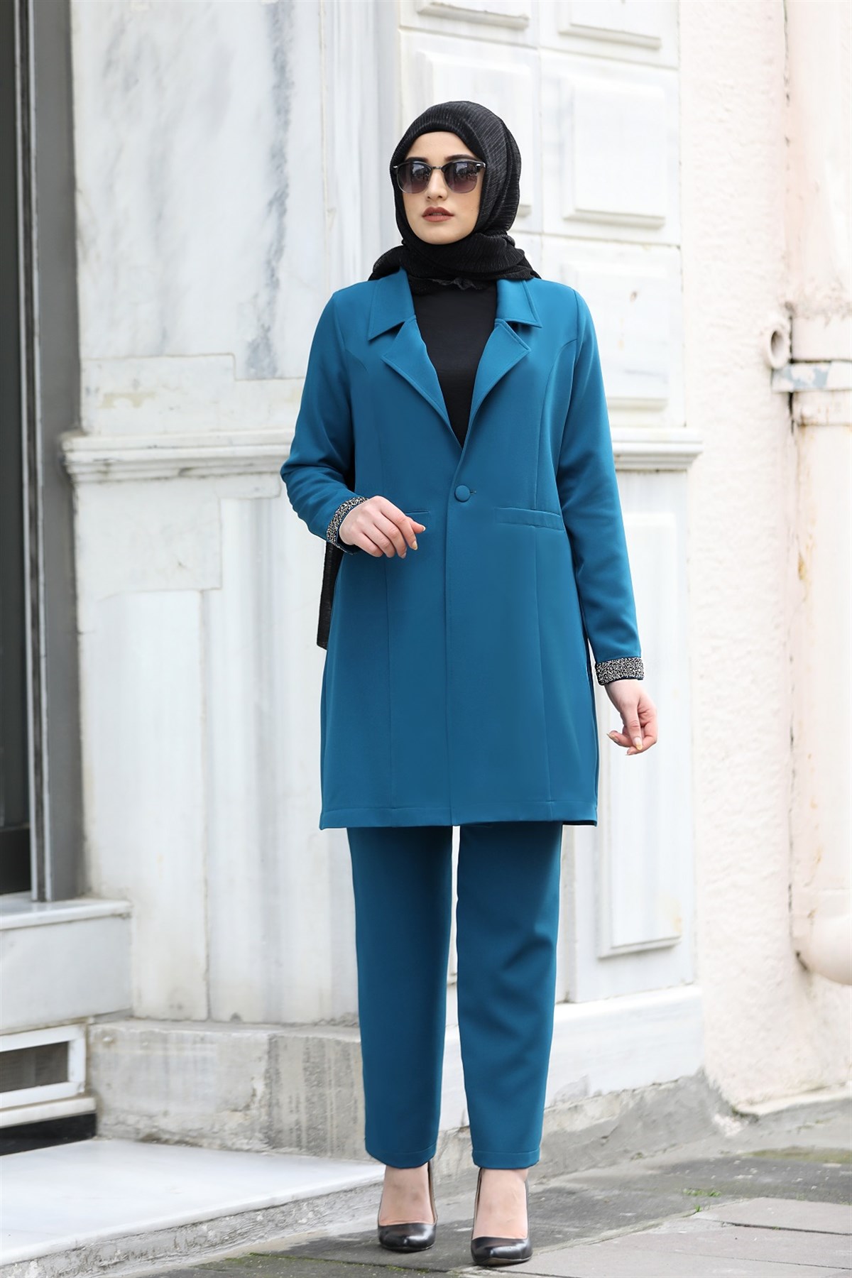 Piennar Blazer Tesettür Takım Lacivert