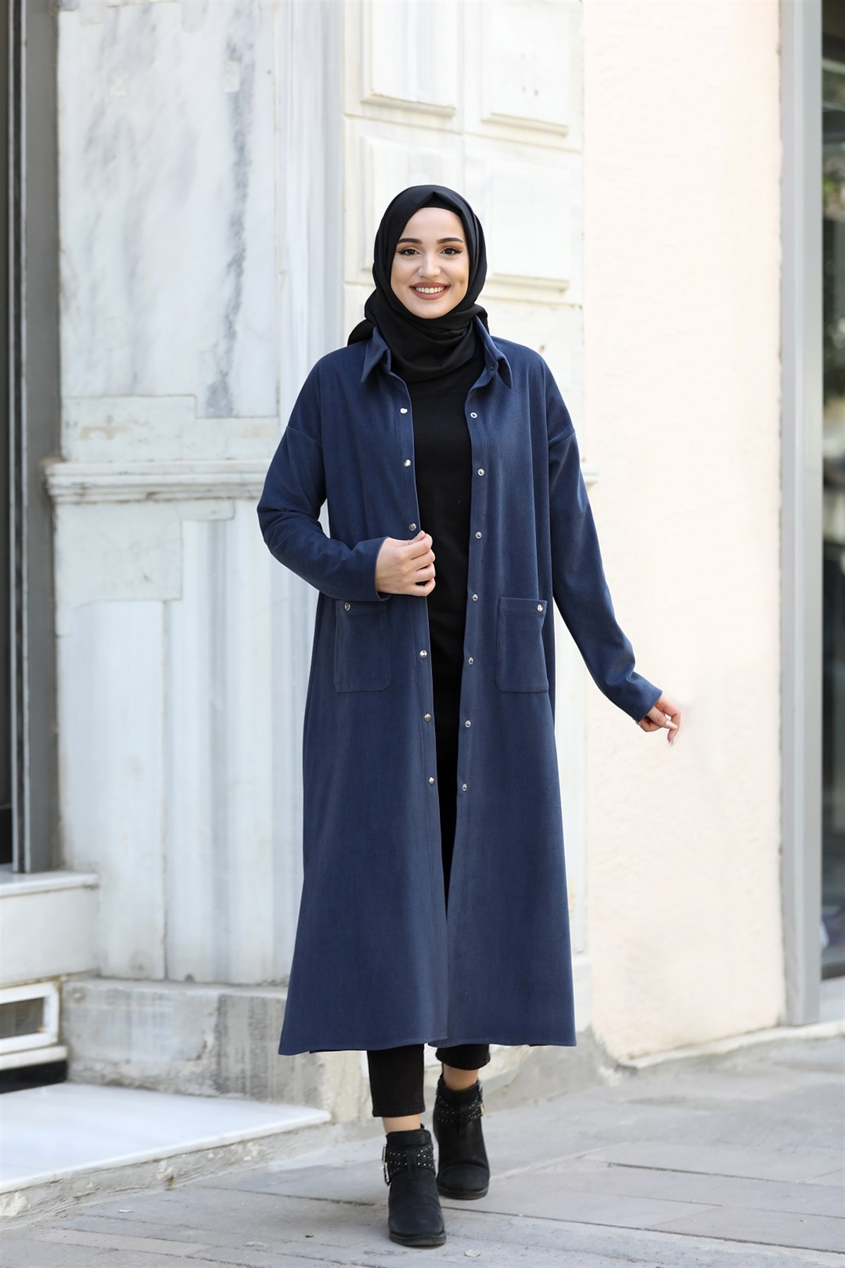 Selin Tesettür Kap Tunik İndigo