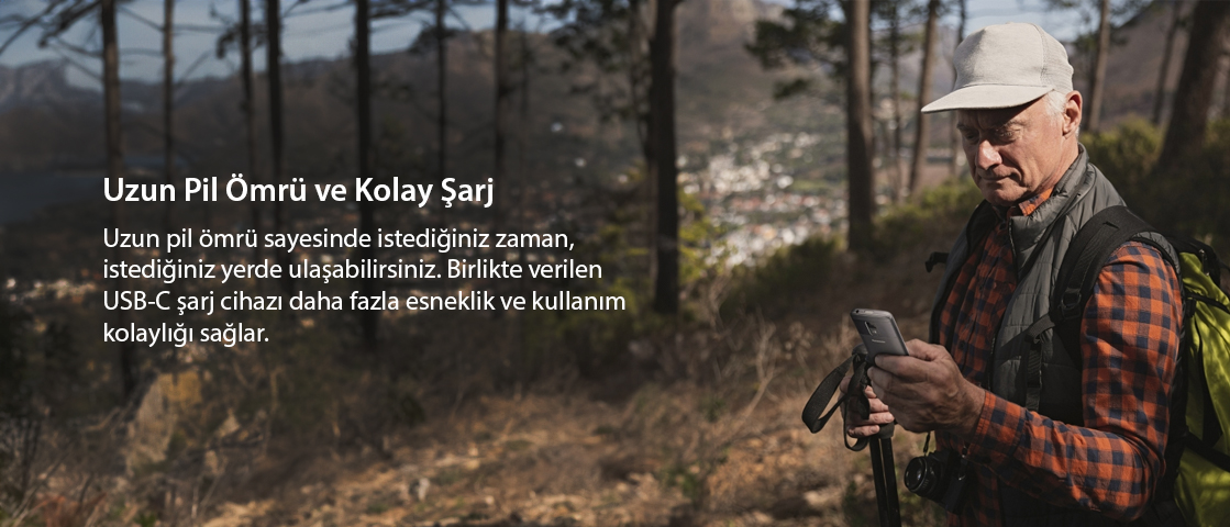 Uzun Pil Ömrü ve Kolay Sarj Uzun pil ömrü sayesinde istediöiniz zaman, istediöinizyerde uia$abilirsimz. Birlikte verilen USB-C sarj cihazl daha fazla ésneklik ve kullanm kolaylığı sağlar.