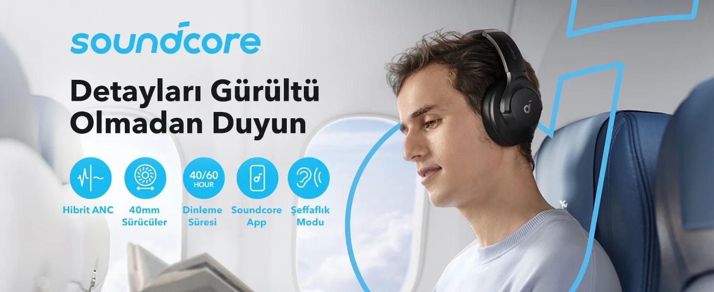 Anker Soundcore Q21i NC, gürültülü ortamlarda müzik dinlerken ya da film izlerken rahatça odaklanmanızı sağlayacak harika bir kulaklık. Aktif gürültü engelleme (ANC) özelliği sayesinde dışarıdaki sesleri büyük ölçüde yok eder, böylece müziğinizin keyfini kesintisiz çıkarabilirsiniz. 40 mm sürücüler ile derin baslar ve net tizler sunar, yani ses kalitesi oldukça başarılı.