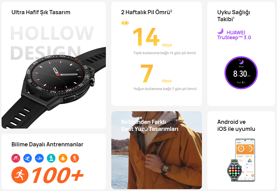 Huawei Watch GT3 se Akıllı Saat Siyah Özellikleri
