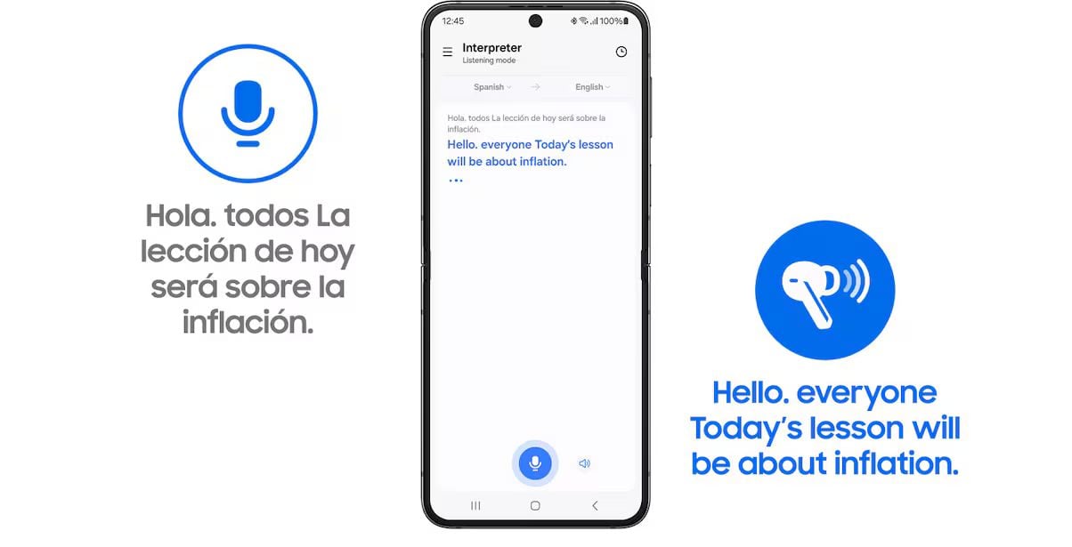 Dil engelini saniyeler içinde aşın  Galaxy AI ile dünyayı daha önce hiç olmadığı gibi anlayın. Samsung Galaxy akıllı telefonunuzda çeviriyi görün ve aynı anda Galaxy Buds3'ünüz aracılığıyla konuşmanızın gerçek zamanlı olarak çevrildiğini duyun. Dil engellerinden gerçekten kurtulmanın ne demek olduğunu keşfedin. 