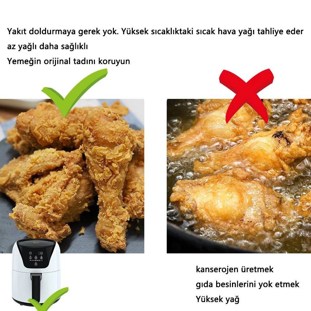 ağsız pişirme teknolojisi ve 360 derece üç boyutlu sirkülasyonlu ısıtma özelliği sayesinde yiyecekleri homojen bir şekilde pişirir.