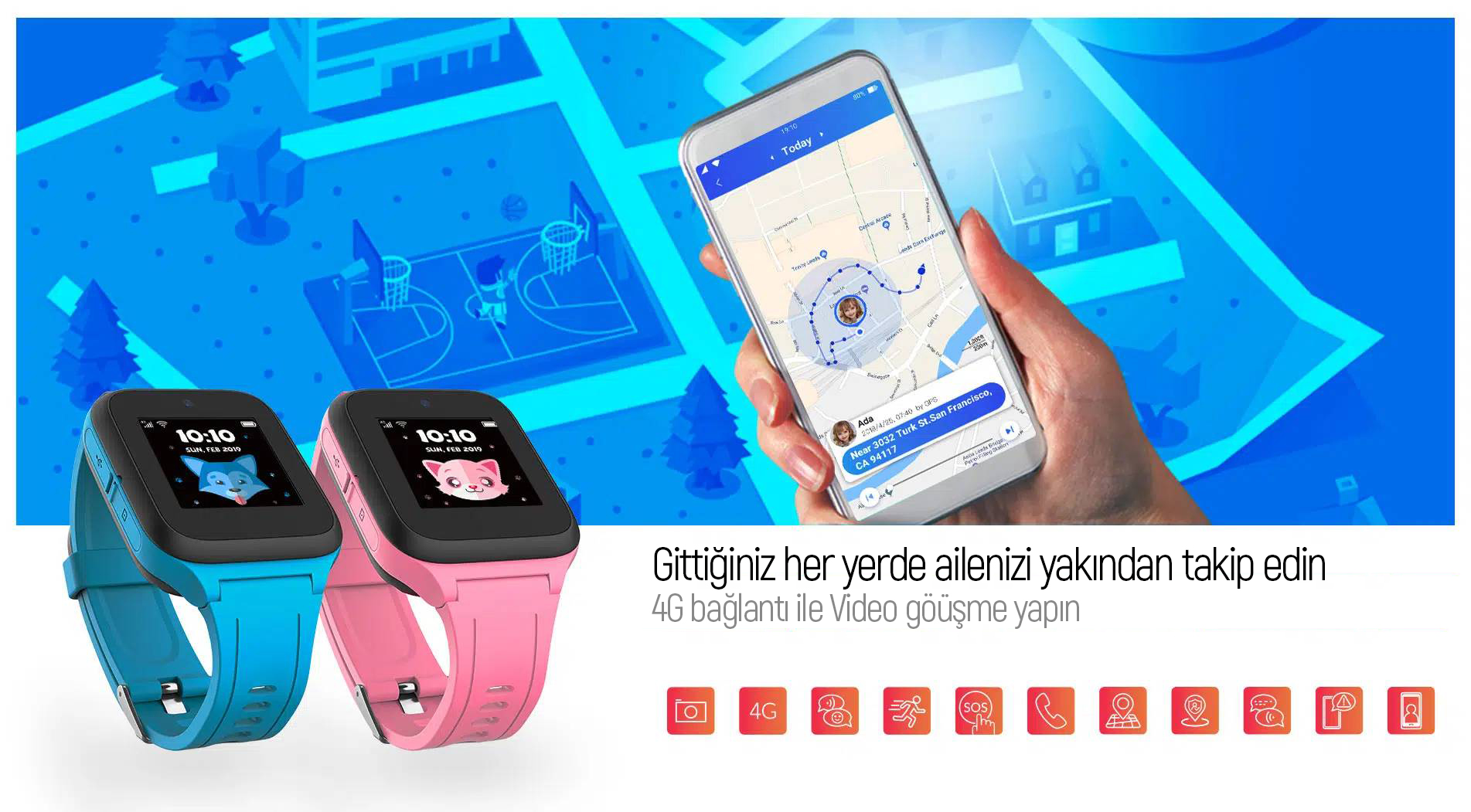 Çocuğunuz gittiği heryerde takibinizde kalsın. İster takip edin, ister arayın yada 4G bağlatısı ile görüntülü görüşün, sesli yada yazılı mesaj atın. Hepsi TLC Movetime MK40 ile mümkün.