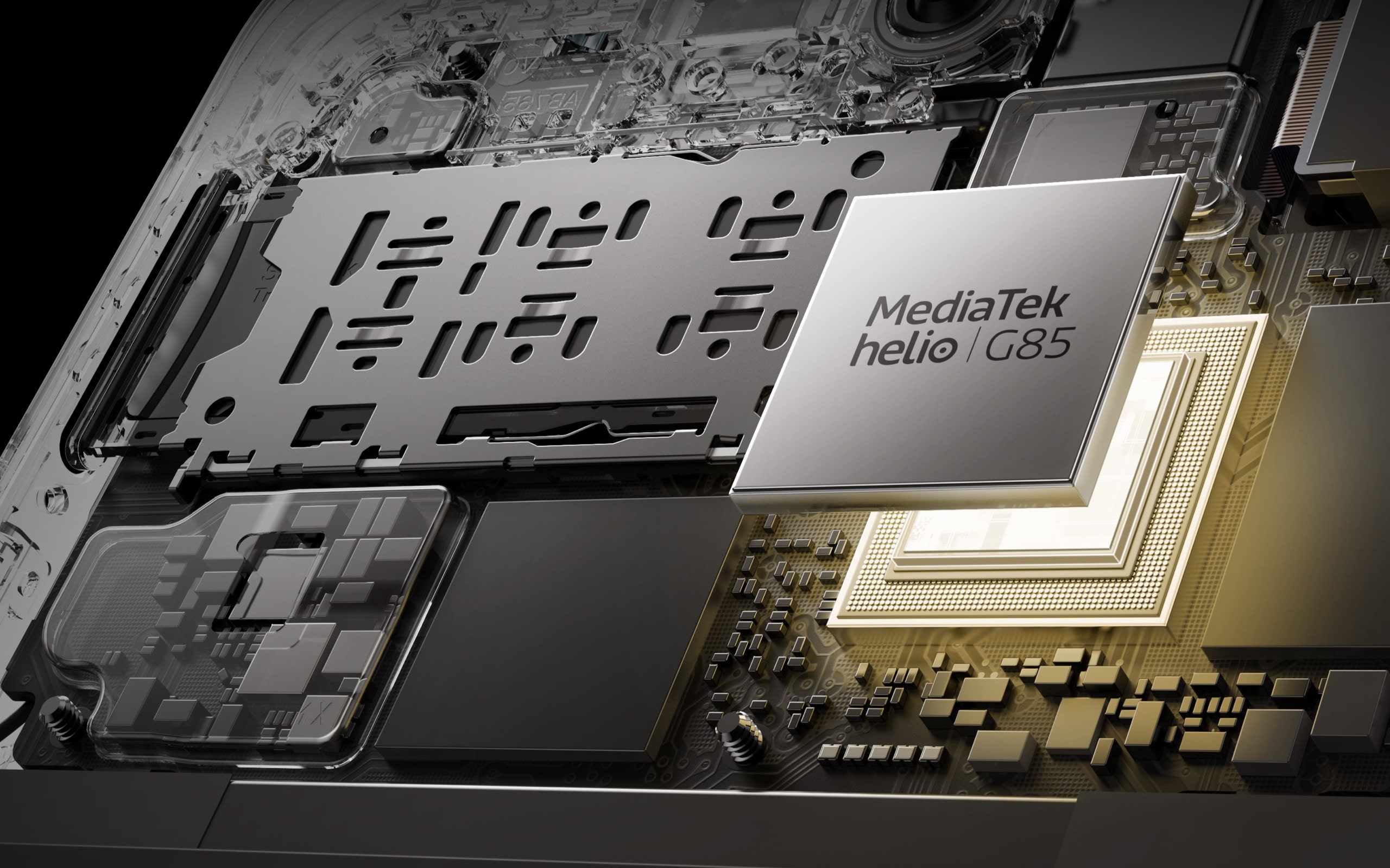 Ultra duyarlı performans. Helio G85 Yonga Seti Sekiz çekirdekli MediaTek Helio G85 yonga seti, 2.0 GHz'e kadar hıza sahip güçlü bir CPU'ya sahiptir ve daha hızlı bilgi işlem verimliliği ve daha düşük güç tüketimi sağlar. 2.0GHz'e kadar Sekiz çekirdekli CPU