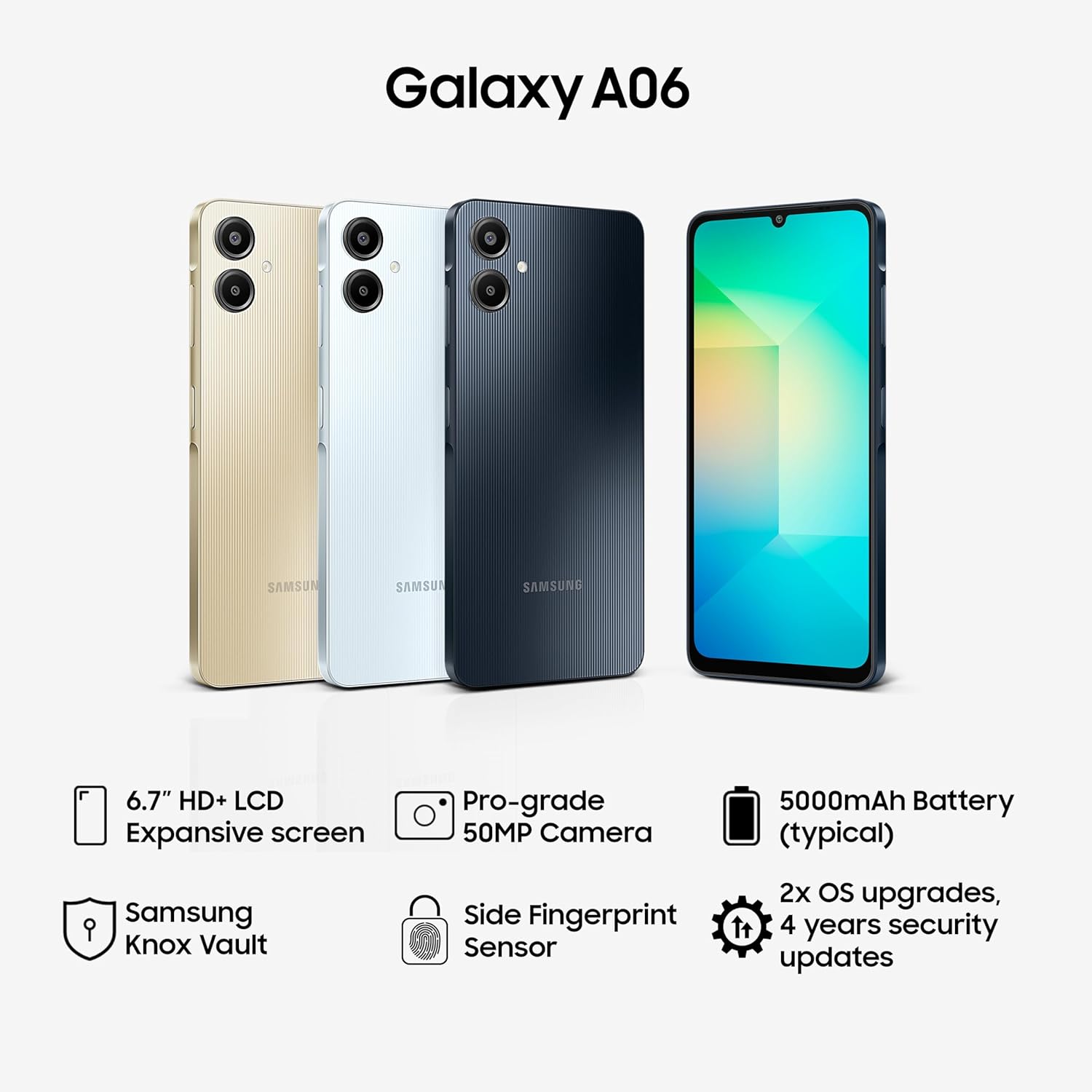 Samsung Galaxy A06, 128 GB depolama ve 4 GB RAM ile donatılmış bir Android cep telefonudur. Siyah rengiyle şık bir görünüm sunar. Genellikle bu model, kullanıcı dostu arayüzü, iyi pil ömrü ve makul fiyatıyla dikkat çeker. Kamera özellikleri, günlük kullanım için yeterli performans sağlar. Eğer belirli bir bilgiye veya özelliğe ihtiyacın varsa, daha fazla yardımcı olabilirim!