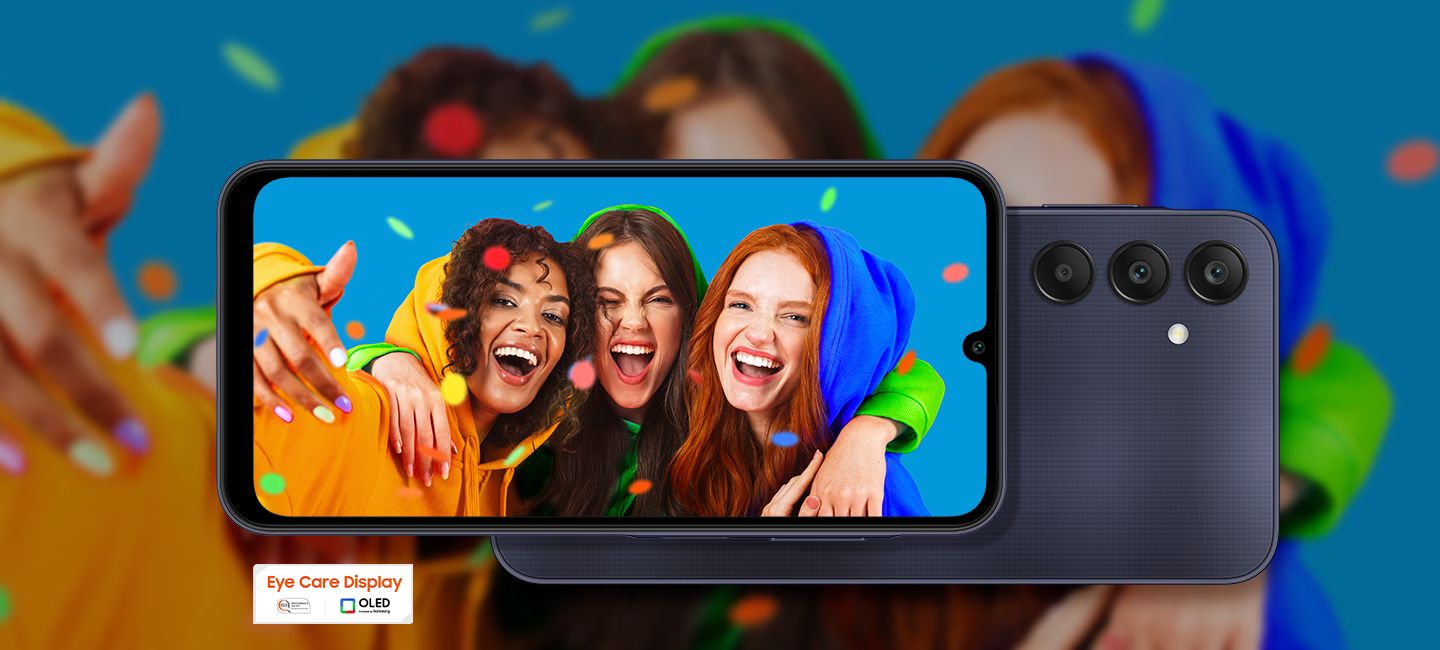  Daha güçlü bir parlaklık  Galaxy A25 5G'nin göz kamaştırıcı 6,5 inç Super AMOLED ekranı, 1.000 nit zirve parlaklık değeriyle zengin renkler ve detaylar sunar. Vision Booster ise dış mekanlarda net bir görünürlük için ekrana güç katar. Üstelik Göz Koruma Kalkanı, zararlı mavi ışığı azaltarak gözlerinizi günün her saatinde korur.