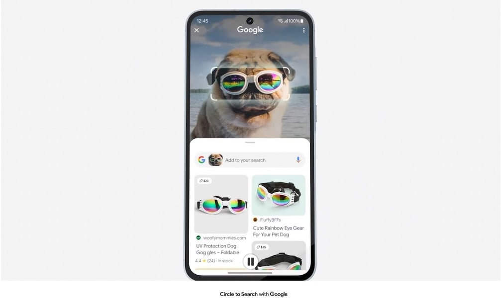  Daire içine al ve bul. Şimdi Galaxy A55 5G'de  Google ile Circle to Search artık Galaxy A55 5G'de. Google Arama sonuçlarını görmek için bir nesneyi veya metni daire içine almanız yeterli.