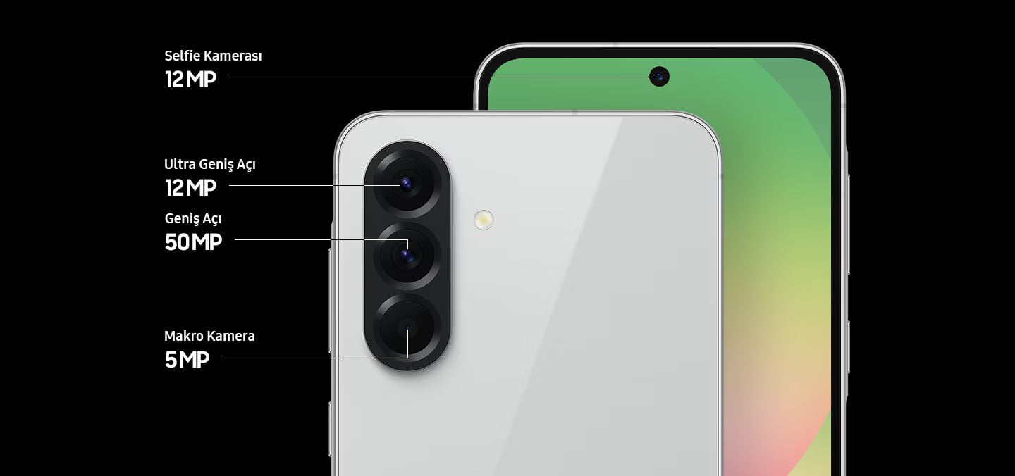  Harika detaylara sahip anılar biriktirin  Galaxy A56 5G’deki gelişmiş 50 MP kamera ile muhteşem fotoğraflar ve videolar çekin. Kamera; gökyüzü, ten, yüz, saç ve çimeni tanımlayarak görüntü kalitesini sizin için anında zenginleştirir.