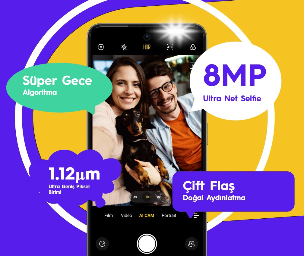 8 MP Çift Flaş ile Selfie Gün doğumu veya gün batımı, kapalı veya açık alanda, ön taraftaki usta her zaman istediğinizi vermeye hazır! Harika netlik için 8 MP kamera, ışığa duyarlı piksel, çift flaş ve ışıltınız için ekranı dolduran ışık. Ayrıca her cilt rengi için kendini kanıtlamış güzellik geliştirmeleri! Spot ışığına adım atın ve içinizdeki yıldızın iki kat parlamasını sağlayın.