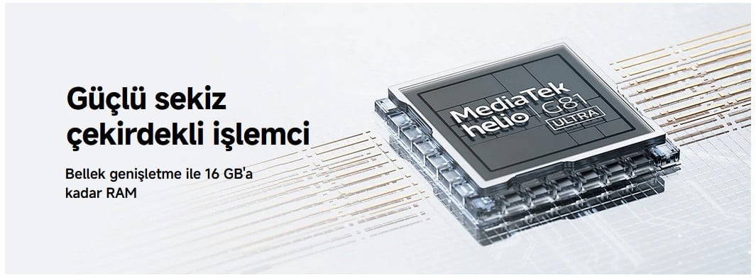 Güçlü sekiz çekirdekli işlemci Bellek genişletme ile 16 GB'a kadar RAM