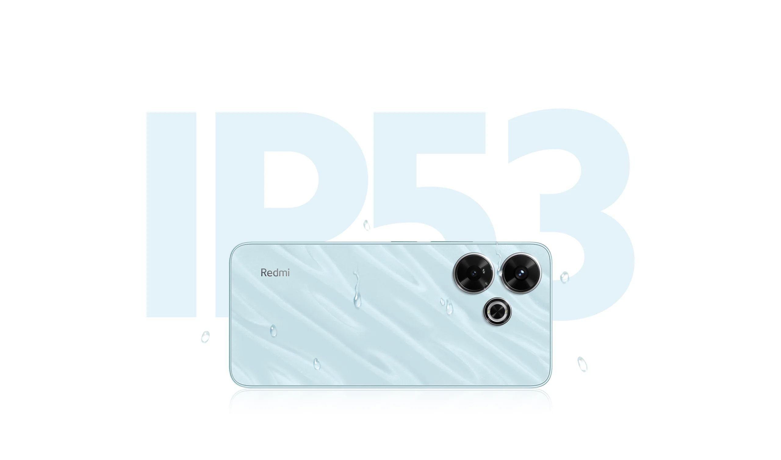 Güvenilir Redmi kalitesi Redmi 13, Corning® Gorilla® Glass ekran ve IP53 toz ve sıçrama direnci sayesinde gelişmiş üretim kalitesine sahiptir.