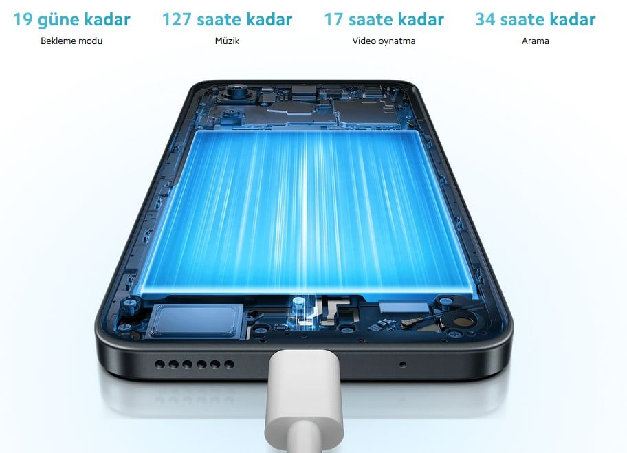 5030 mAh (tipik) uzun ömürlü pil Geniş 5030 mAh pili sayesinde Redmi 13, uzun süreli kullanım sunarak sonsuz dayanıklılık ve zahmetsiz kullanım sağlar. Redmi 13 ayrıca pil için daha güvenli ve daha güvenilir koruma sağlayan bir pil hücresi kullanır.