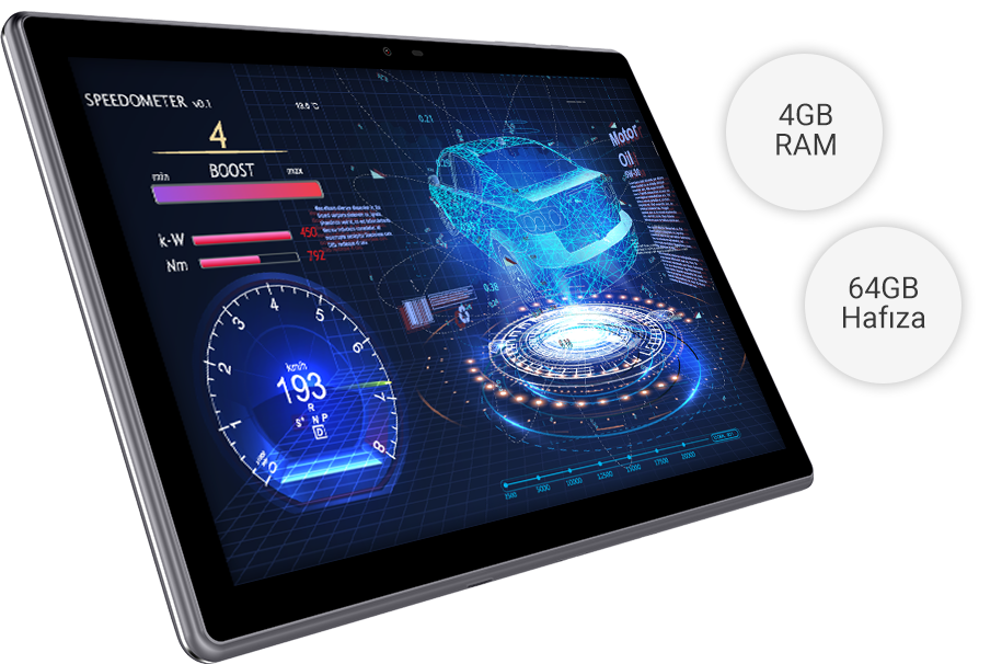 General Mobile E-tab 20, güçlü donanım özellikleriyle kullanıcılarına yüksek performans vaat ediyor. 8 çekirdekli işlemcisi ve 4GB RAM'i sayesinde, her türlü uygulama ve görevle başa çıkmakta üst düzey performans sunuyor.