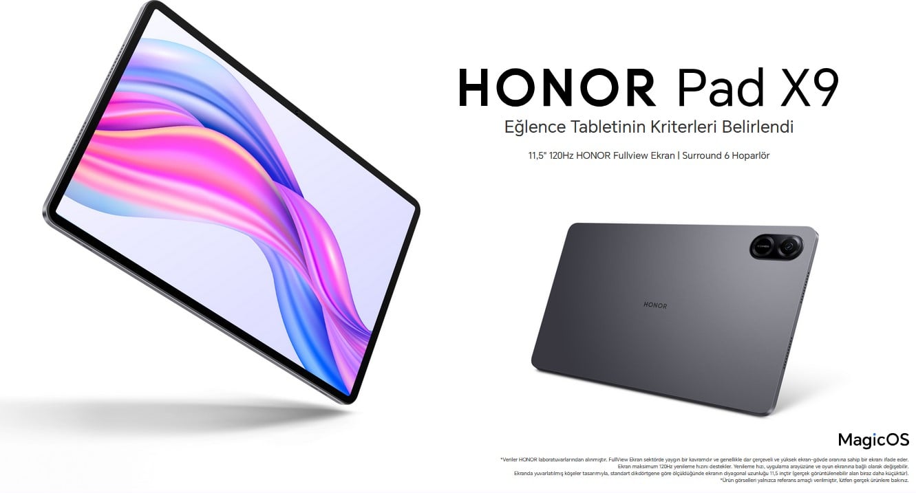 Honor Pad X9, geniş ekranı, güçlü işlemcisi ve uzun pil ömrüyle mükemmel bir tablet deneyimi sunuyor. Hem iş hem de eğlence amaçlı ideal olan bu tablet, film izleme, oyun oynama ve ofis işlerini yapma gibi her ihtimale karşı yüksek performans sağlar. İnce ve taşınabilir tasarımı, güçlü bağlantı seçenekleri ve kullanıcı dostu özellikleriyle Honor Pad X9, günlük kullanımda rahatlıkla tercih edilebilecek bir cihazdır. Uygun fiyatıyla da öne çıkar, teknolojiyi herkes için erişilebilir kılar.
