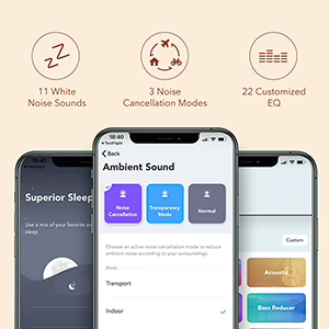 Soundcore Uygulaması   Bir gürültü giderme modu seçin ardından 22 Ekolayzer ayarı arasından seçiminizi yapın veya kendinize özel hale getirin ve kusursuz müziğin tadını çıkarın.