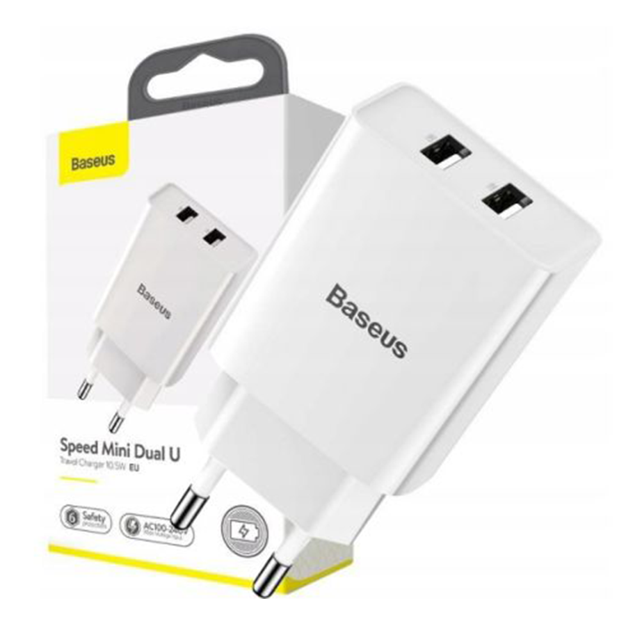 Baseus Speed Mini Dual Seyahat Şarjı 10.5W-Beyaz CCFS-R02 telefondukkani.com.tr den satın alabilirsiniz.