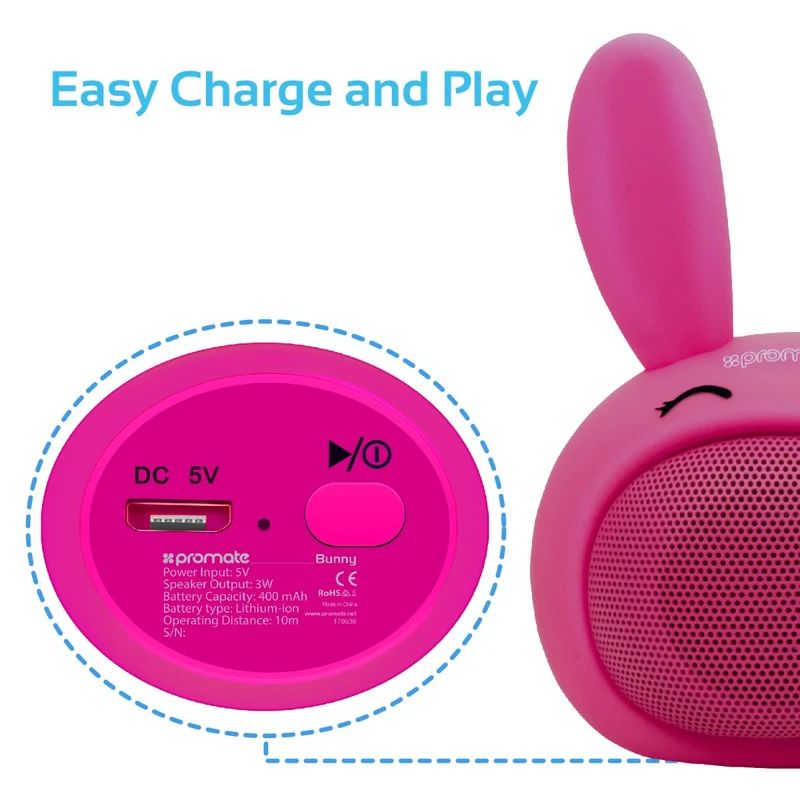 Şarjı ve Bağlantıyı Kolaylaştıran LED Göstergeler Bunny, çeşitli işlevleri göstermek için LED Göstergeleri ile birlikte gelir. Kırmızı Işık şarj olduğunu (yani cihazın şarj edilip edilmediğini) gösterir ve cihazın Bluetooth bağlantısı mavi LED ile gösterilir.