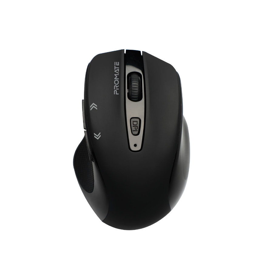 Promate Cursor, ergonomik ve güvenilir bir kablosuz optik mousedir. Daha iyi doğruluk için 800/1200/1600 DPI optik sensöre ve dizüstü bilgisayarınıza takıp unutabileceğiniz kadar küçük bir Nano USB alıcıya sahiptir. 