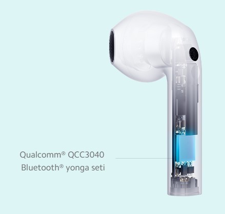 Qualcomm® Bluetooth® yonga seti + gelişmiş ses teknolojisi Kısaca daha üstün bir ses kalitesi Qualcomm® QCC3040 Bluetooth yonga setiyle tamamen yeni Bluetooth® 5.2 teknolojisiyle gelen Redmi Buds 3, benzersiz bir dinleme deneyimi için daha hızlı ve kararlı ses aktarım performansı sunar.