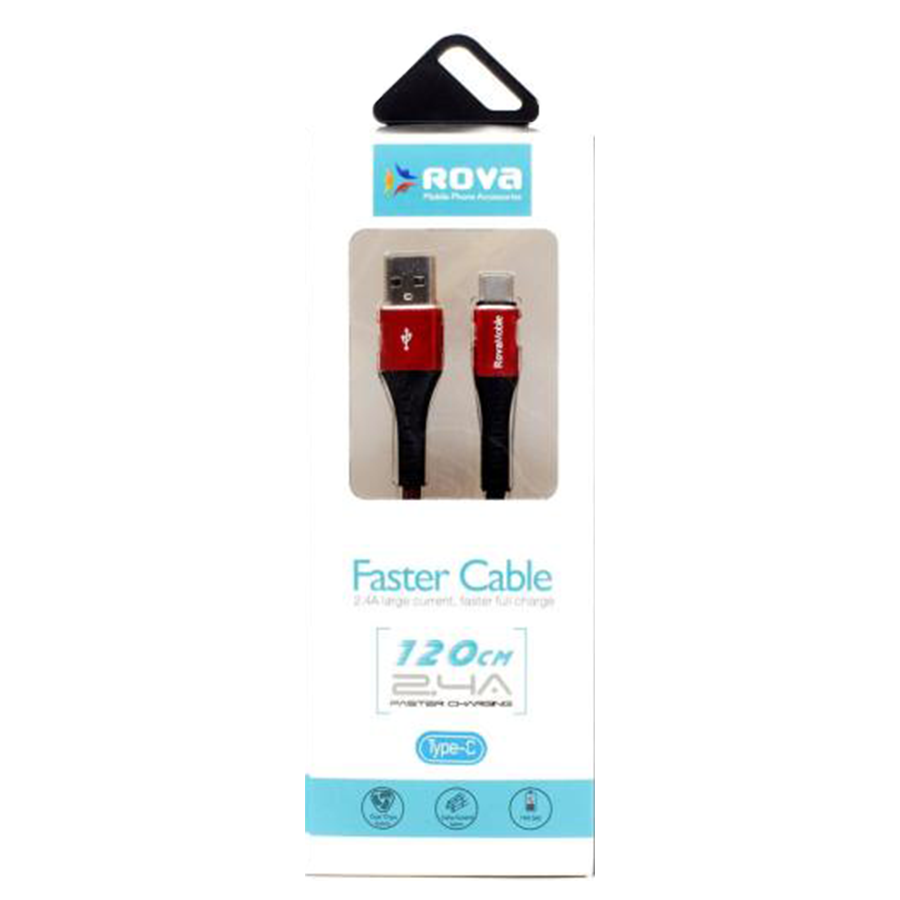 Rova Type C 2.4A Hızlı Şarj Kablosu 120 cm Kırmızı telefondukkani.com.tr den satın alabilirsiniz.