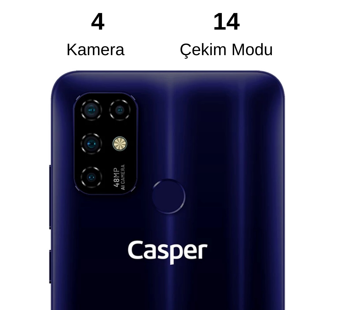 Casper Via F20 128 Gb 4 Gb Ram Akıllı Cep Telefonu Dört Kamera ile Farklı Modların Keyfini Yaşayın 48+5+2+2 MP dörtlü arka kamerası zengin mod seçenekleriyle yaşadığınız anları daha da unutulmaz kılacak görüntüler ve videolar çekmeniz için size yardımcı olur. Yapay zekalı algoritmalar ile arka planları optimize ederken pozlama ve arka aydınlatmayı dengeleyerek keyifli bir fotoğraf deneyimi sunar. Bokeh modu istediğiniz detaya odaklanmanızı sağlarken yüz güzelliği ve birbirinden farklı kamera modları sosyal medya için zengin ve eğlenceli fotoğraflar çekmenizi sağlar.