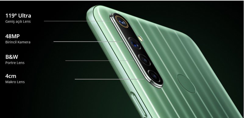 realme 6i cep telefonu dört kamera ve hızlı şarj