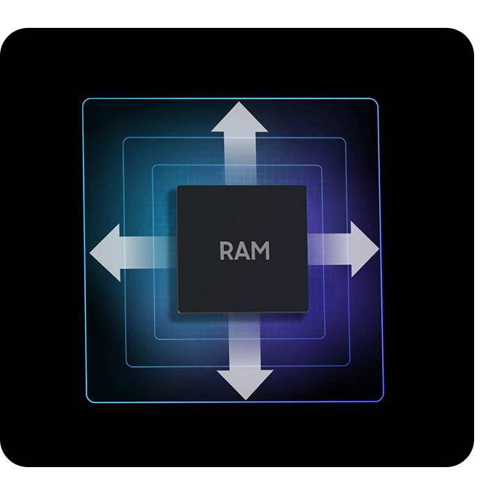 RAM Plus ile RAM kapasitenizi artırın  Galaxy A04e, telefon kullanım alışkanlığınızı akıllı bir şekilde izleyerek 4 GB’a kadar ekstra sanal RAM sağlar ve hem uygulamaları akıcı bir şekilde çalıştırmanıza hem de aynı anda birden çok işlem yerine getirmenin keyfini yaşamanıza imkan verir.