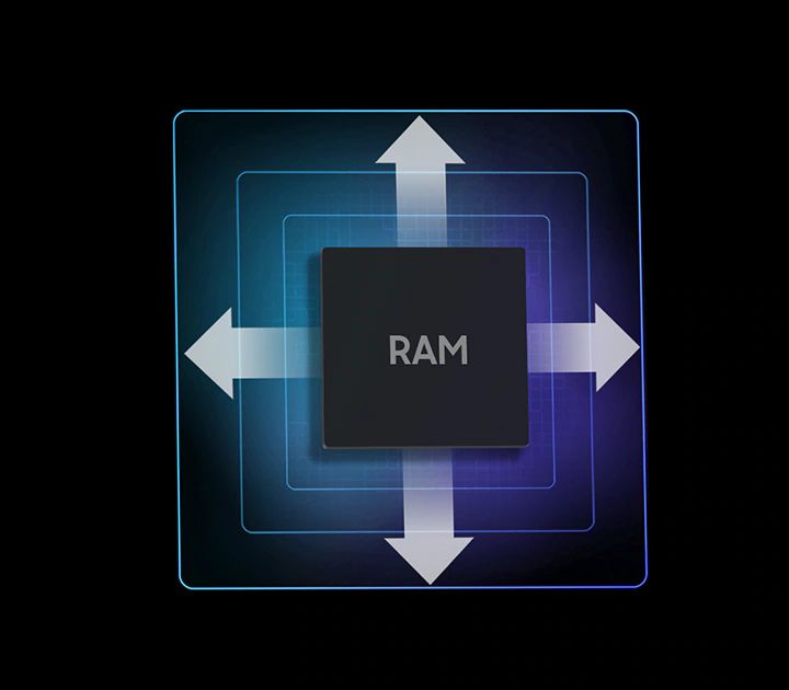 RAM+ ile RAM kapasitenizi artırın Galaxy M33 5G, ekstra sanal RAM sağlamak için telefon kullanım alışkanlıklarınızı akıllı bir şekilde izleyerek uygulamaları akıcı bir şekilde çalıştırmanıza ve çoklu görevlerin keyfini yaşamanıza imkan verir.