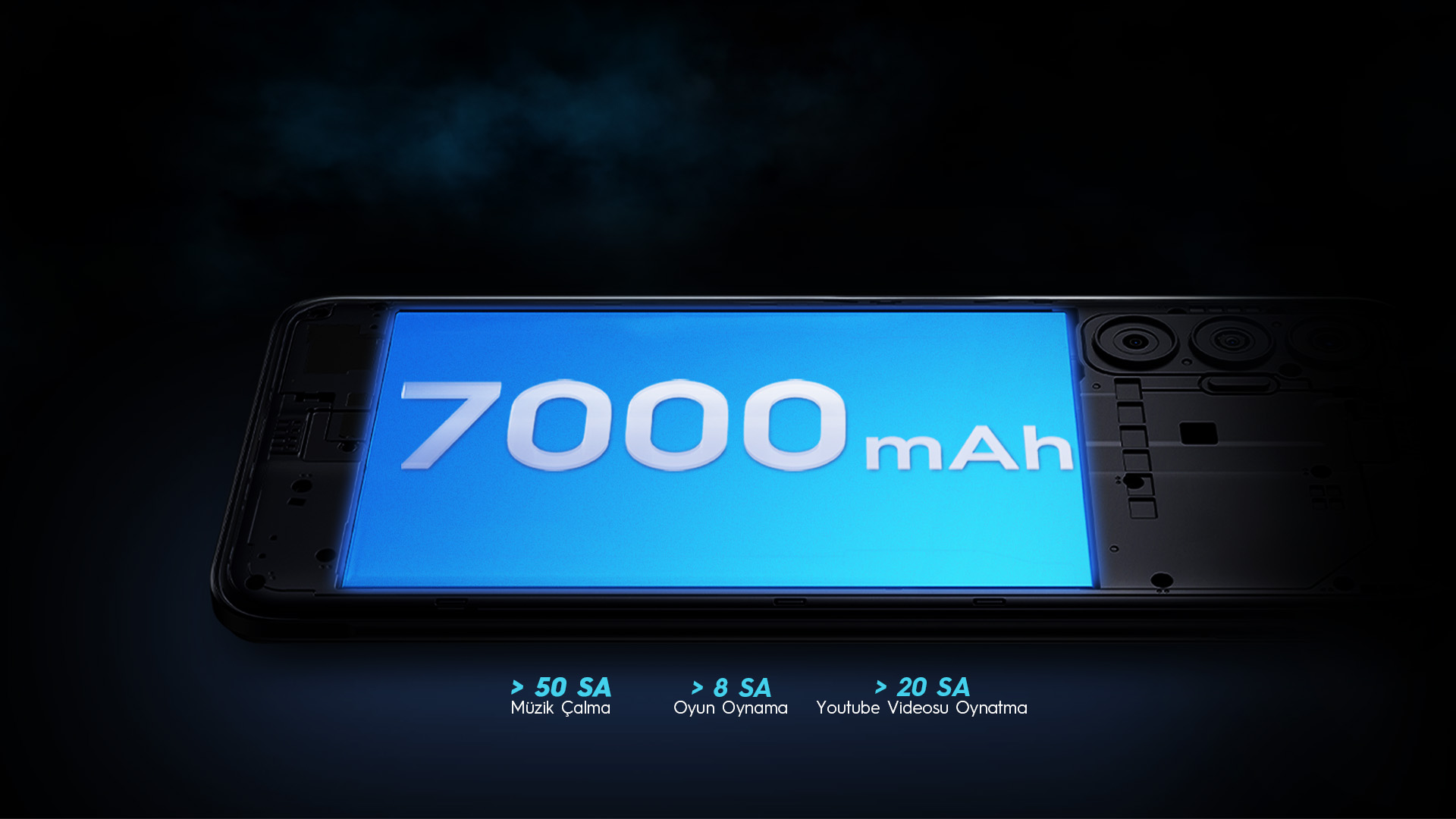 7000 mAh Mega Pil Oyununuzdaki savaşa korkusuzca gidin çünkü 7000 mAh'lik pil, savaşlarınıza aralıksız devam etmeniz için güçlü bir destek sağlıyor.