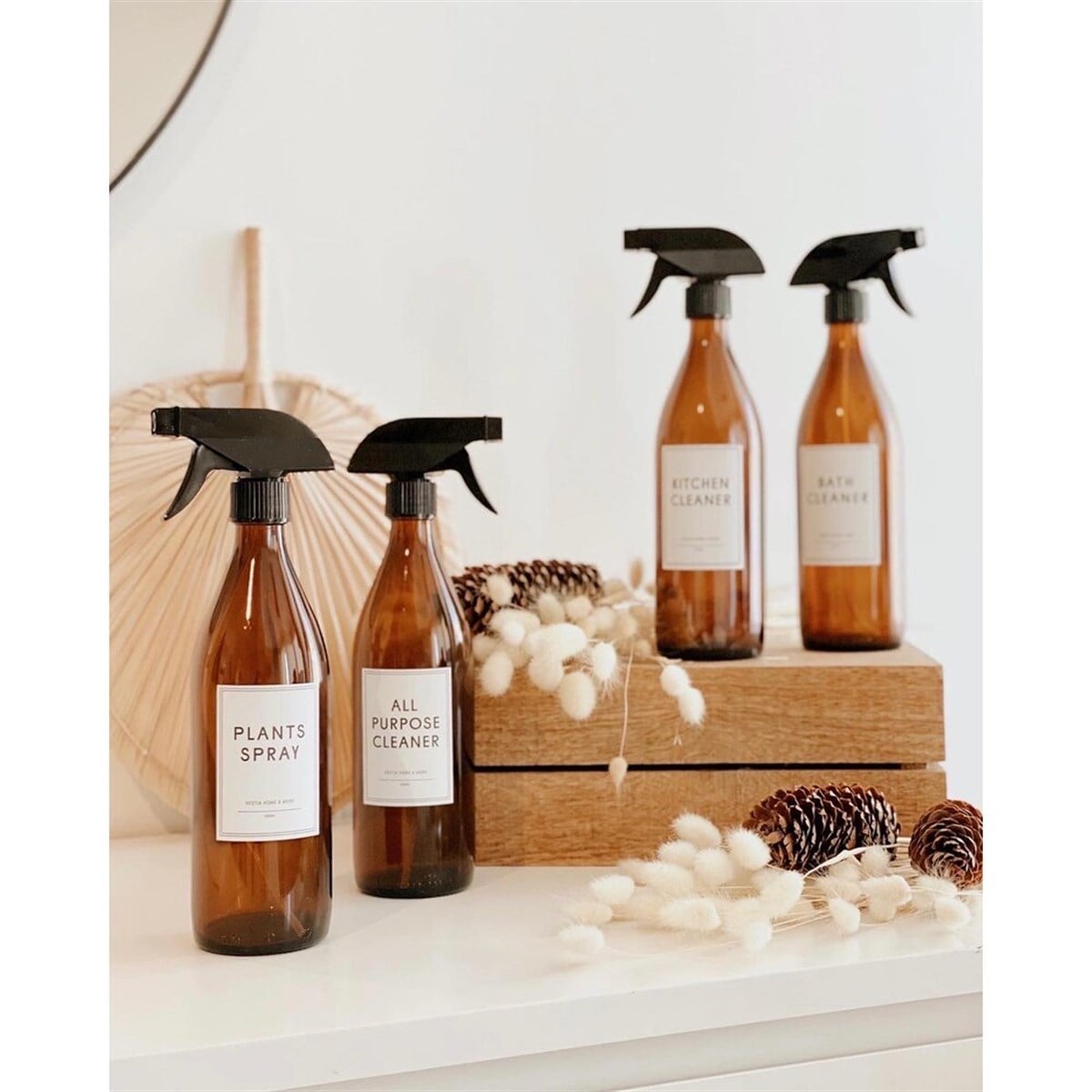 Spray Başlıklı Amber Cam Şişe