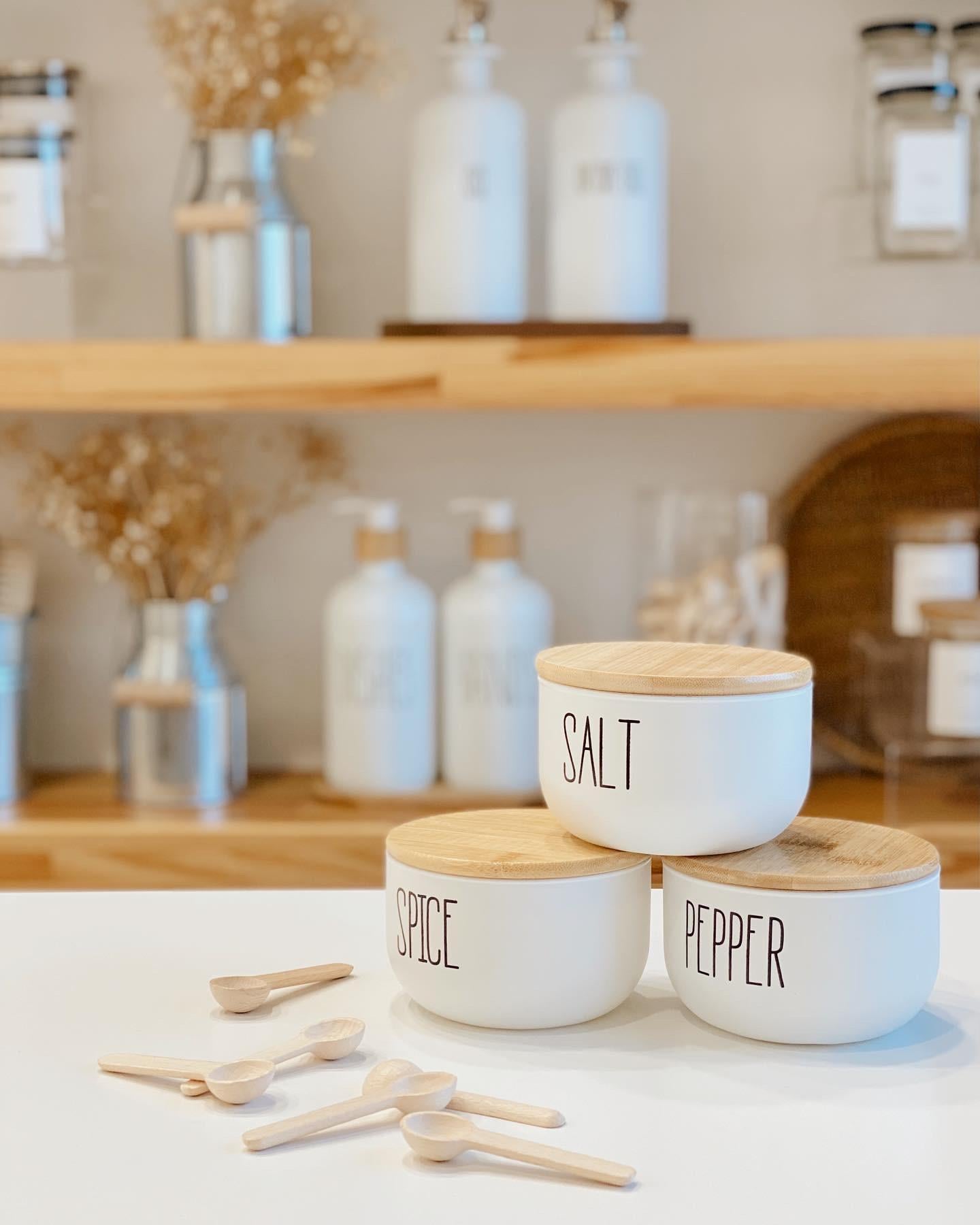 Ahşap Kapaklı Baharat Seti Spice Salt Pepper